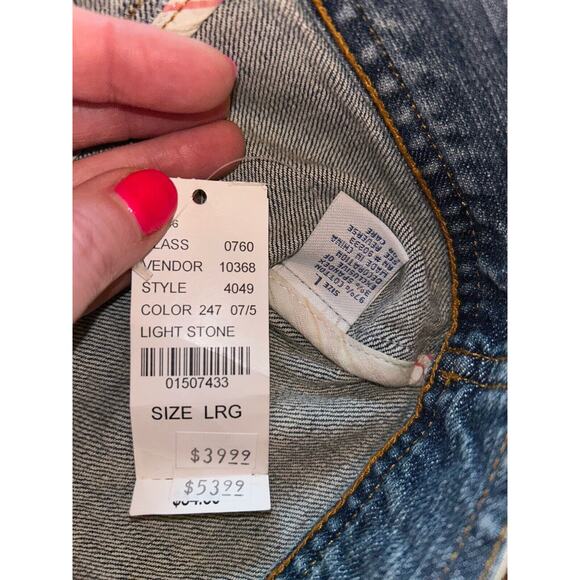 Lilu Distressed Biker Denim‎ Jacket NWT Size Large Cotton Stretch Pacsun - Picture 8 of 9